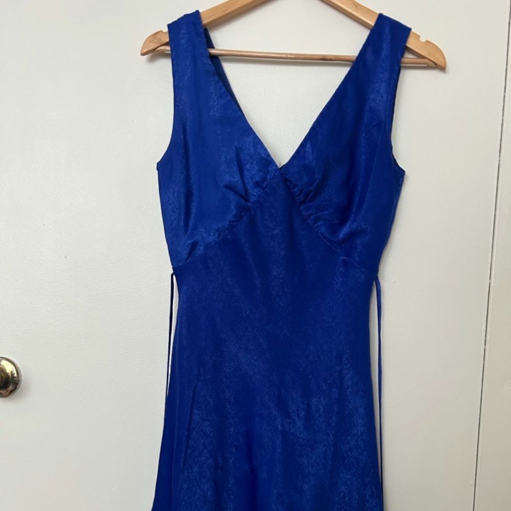 Peppermayo Audrey Slip Dress - V Neck | Tie Back | Mini Dress - Royal Blue